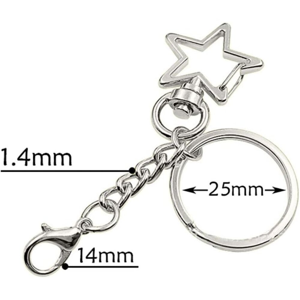 Chic Silver Star Spring Snap Keychain Clips - Set… - image 2